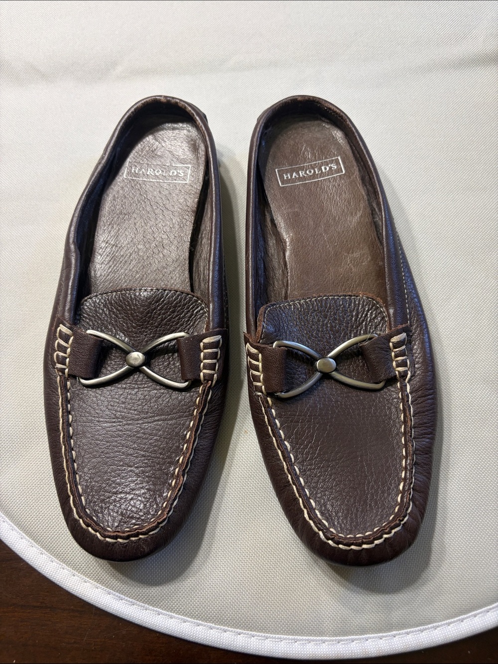 Harold's Dark Brown Leather Slip-On Loafers with Silver Bit